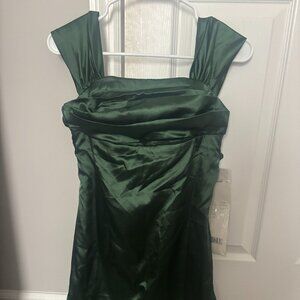 Green Mini Silk Dress